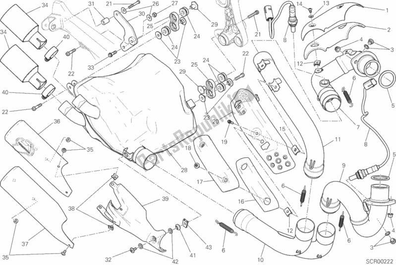 All parts for the Exhaust System of the Ducati Scrambler Cafe Racer Thailand USA 803 2018
